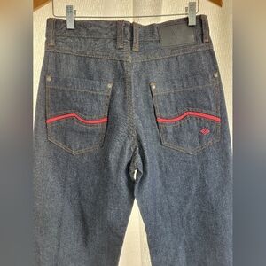 Stylish Y2K Skater Men's Denim Jeans with Red Accent 30/30